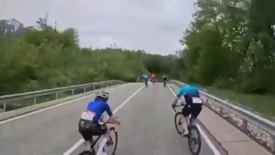 
        Курьезный эпизод во время велогонки    