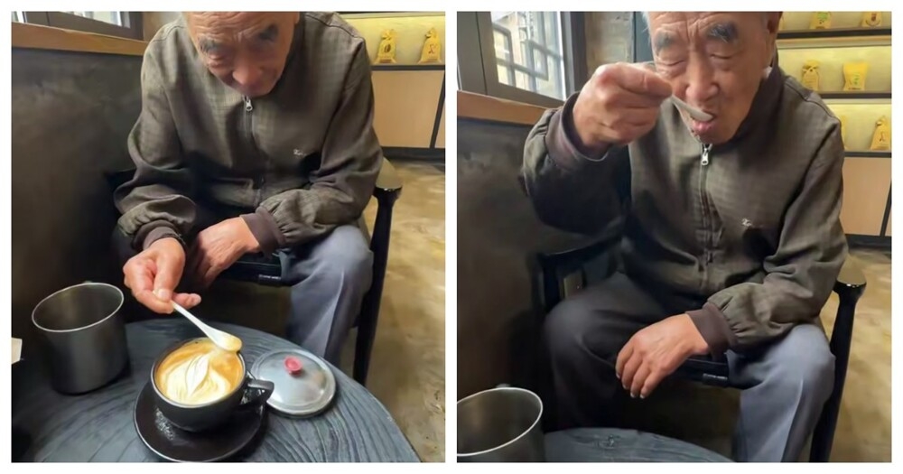 
        Дедушка из&nbsp;Китая впервые пробует кофе    