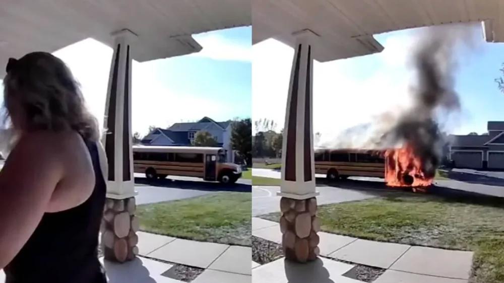 
        В&nbsp;США&nbsp;женщина спасла детей из&nbsp;горящего школьного автобуса    