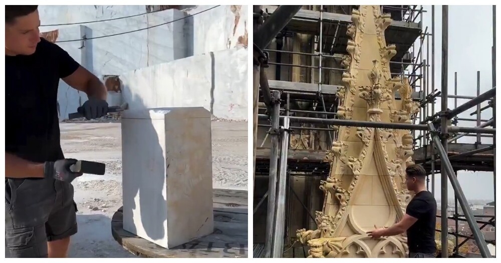 Молодой каменщик из нового поколения мастеров сохраняет традиции европейского зодчества
Молодой каменщик из нового поколения мастеров сохраняет традиции европейского зодчества