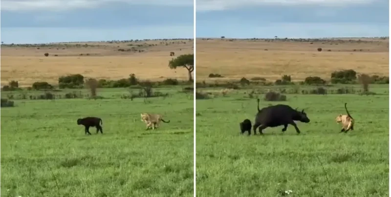 
        Буйвол вступил в&nbsp;бой&nbsp;против целого прайда львов и&nbsp;победил    