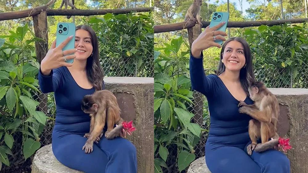 
        Наглая обезьянка &laquo;нашла сокровище&raquo; у&nbsp;посетительницы парка    