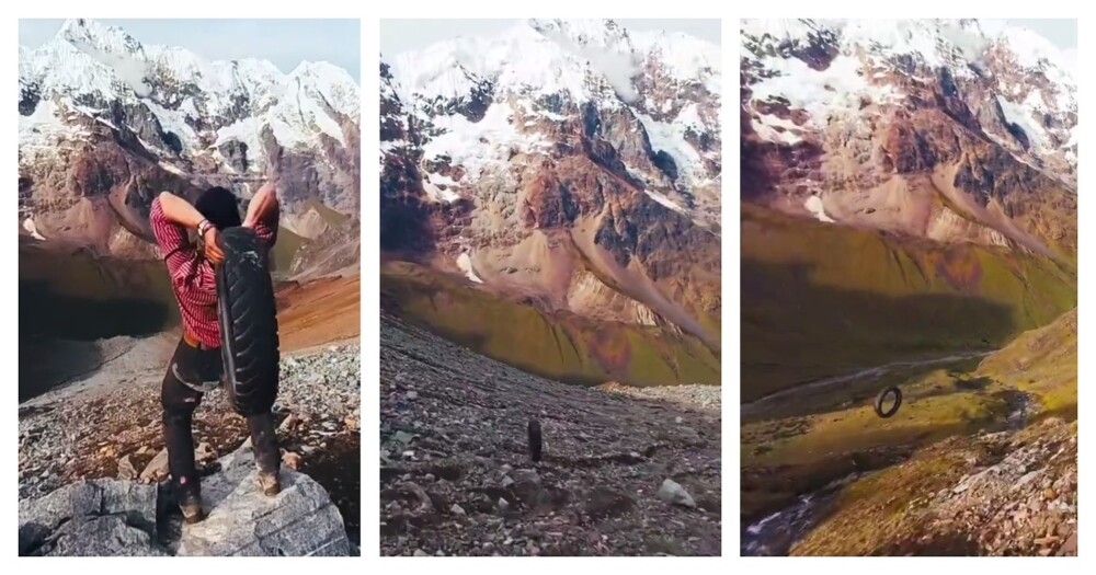 Эпичный спуск покрышки с горы
Эпичный спуск покрышки с горы