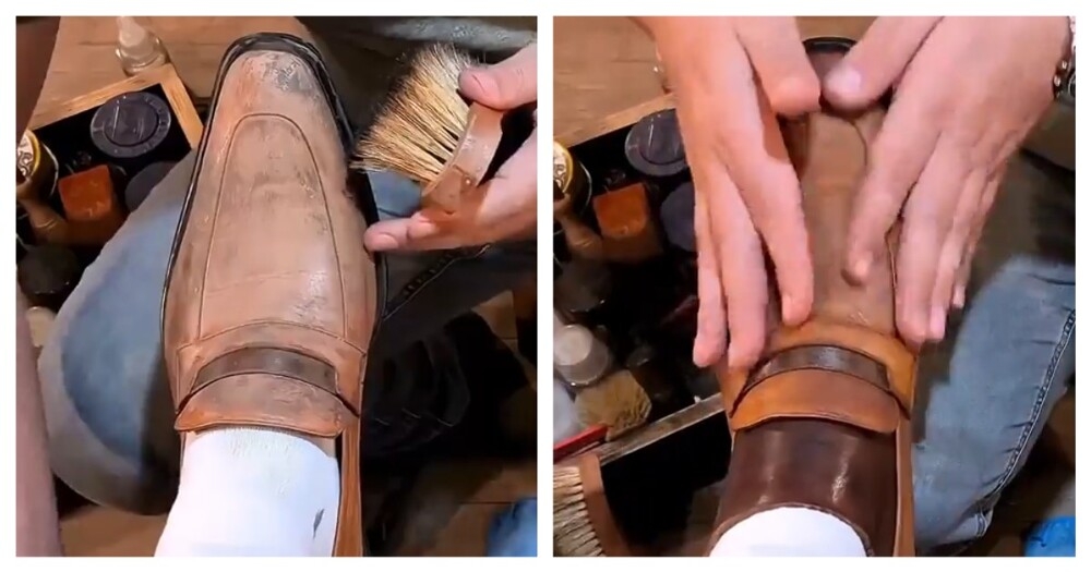 
        Чистильщик обуви за&nbsp;работой    