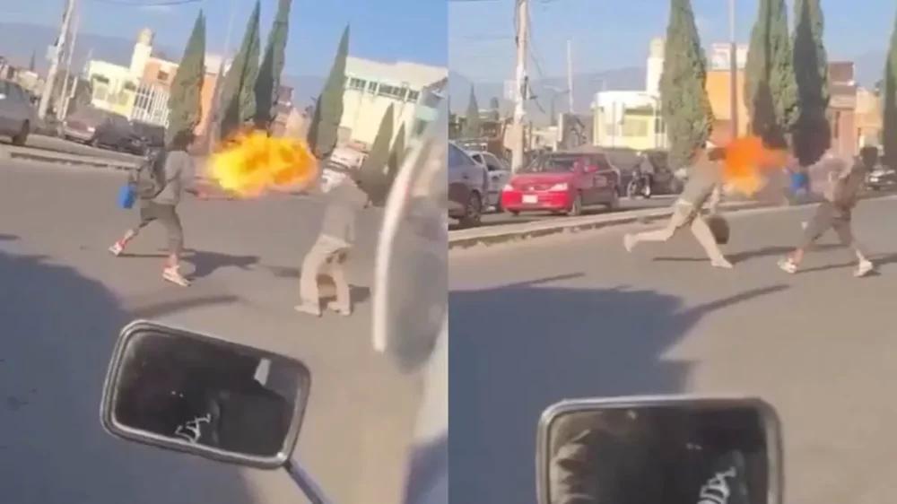 
        Огнедышащий участник превратил уличную драку в&nbsp;Мексике в&nbsp;фаер-шоу    