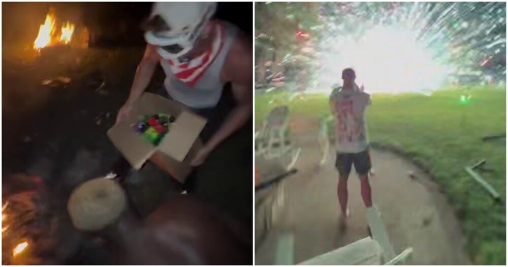 
        Чудаки бросили коробку с&nbsp;фейерверками в&nbsp;костёр    