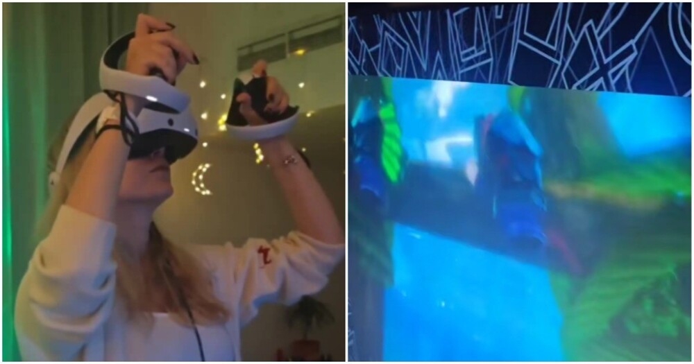 
        Девушка погрузилась в&nbsp;виртуальную реальность с&nbsp;головой    