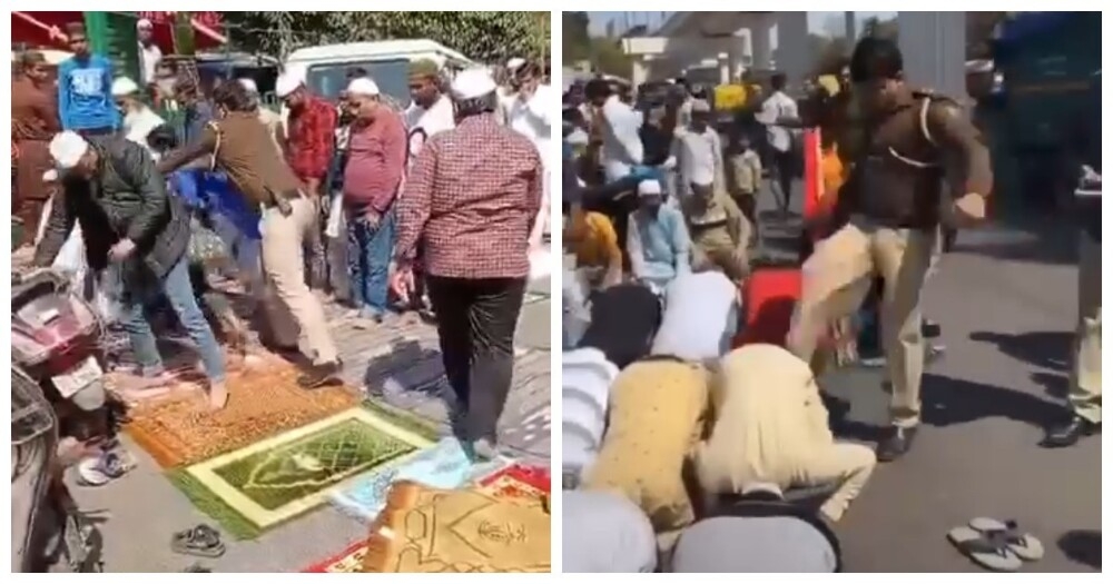 
        В&nbsp;Индии полиция применила силу против людей, молившихся на&nbsp;дороге    