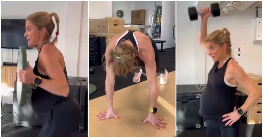 
        Тренировка спортсменки на&nbsp;позднем сроке беременности    