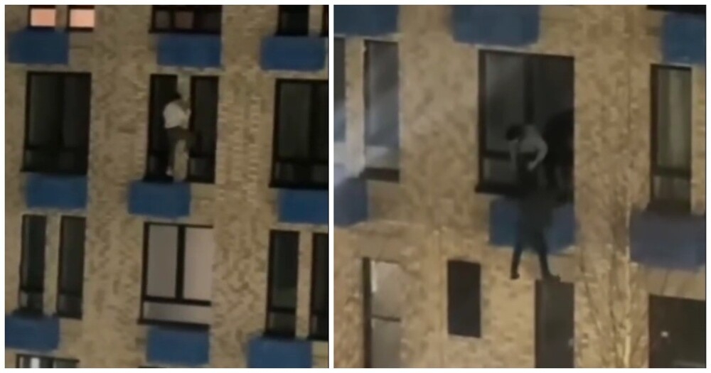 Экстремалы спустились по фасаду здания без страховки
Экстремалы спустились по фасаду здания без страховки