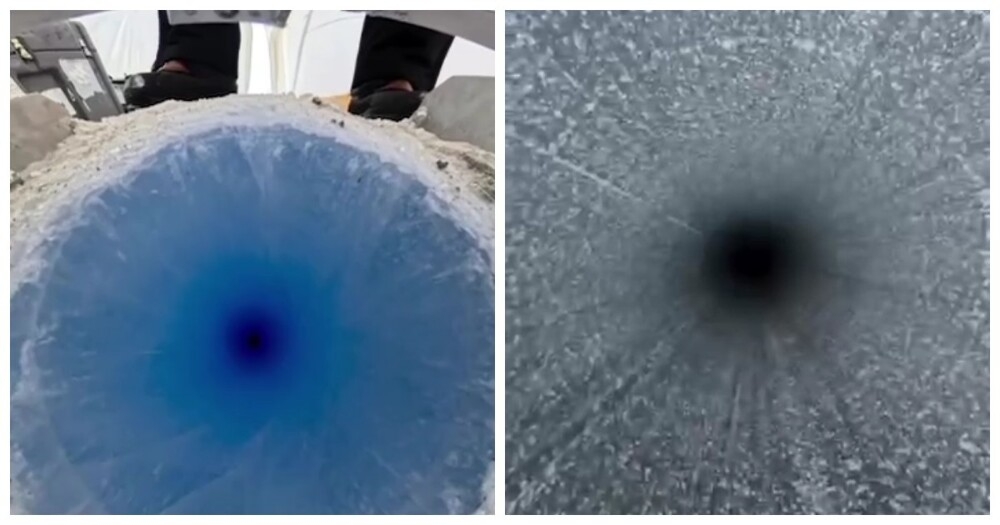 
        В&nbsp;Антарктиде фотограф отправил камеру вглубь древнего ледника, прикрепив её&nbsp;к&nbsp;буровой установке    