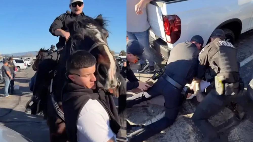 
        Недоразумение на&nbsp;улице: мужчину задержали за&nbsp;&laquo;толчок&raquo; полицейской лошади    