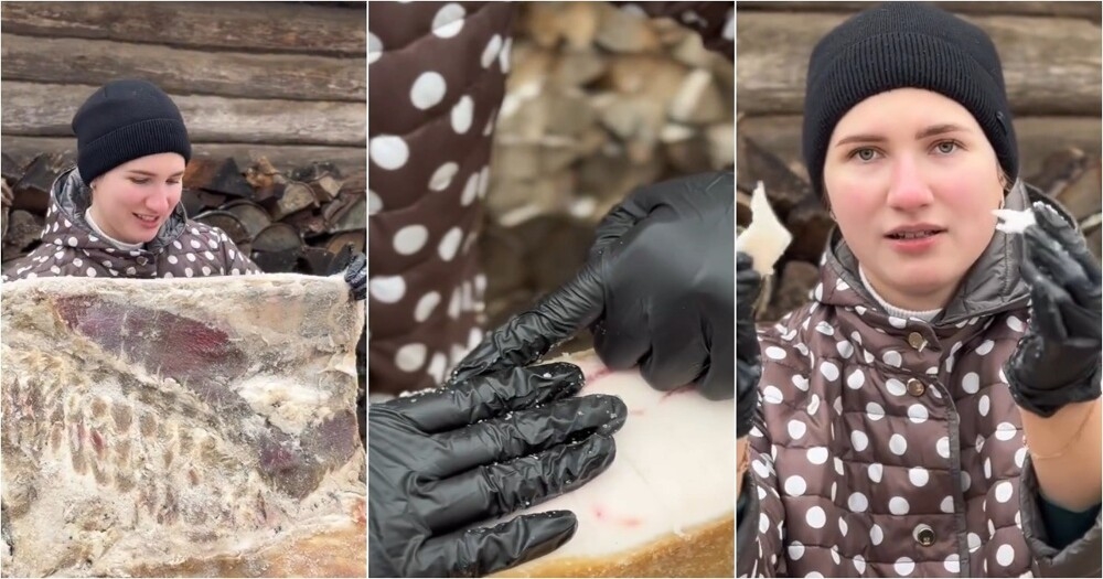 
        Семья фермеров из&nbsp;Беларуси показала гигантский кусок сала    