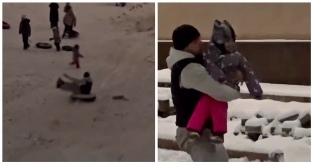 
        Мужчина на&nbsp;"ватрушке" чуть не&nbsp;травмировал маленькую девочку    