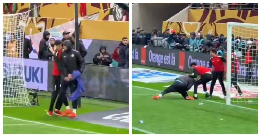 
        Попытки болбоев забрать полотенце у&nbsp;вратаря сборной Сенегала    