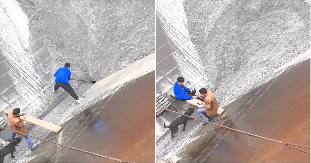 Рабочие придумали забаву для пса
Рабочие придумали забаву для пса