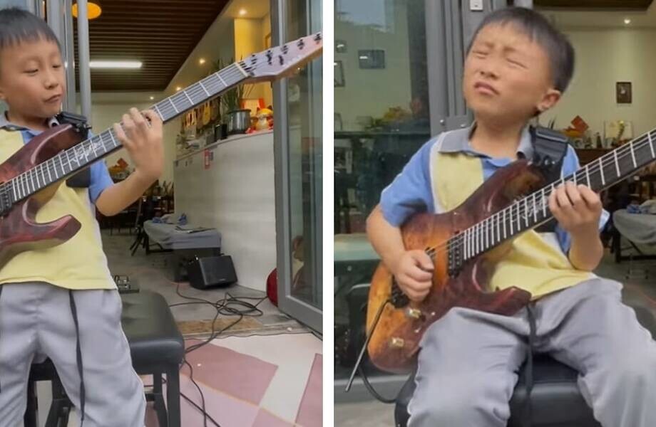 Мальчик великолепно играет на гитаре
Мальчик великолепно играет на гитаре