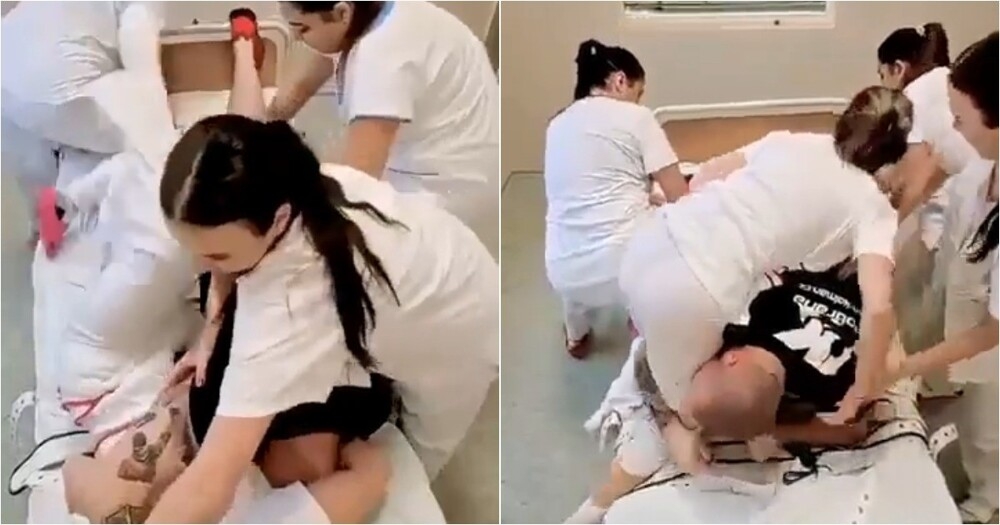 
        В&nbsp;психиатрической больнице показали тренировку медсестёр по&nbsp;сдерживанию пациентов    