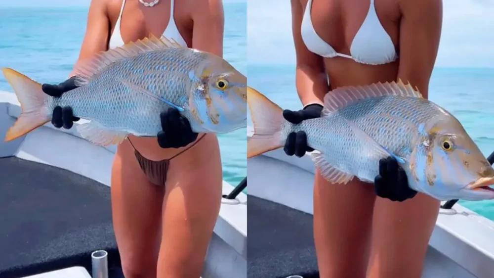 
        Девушка демонстрирует впечатляющий улов    