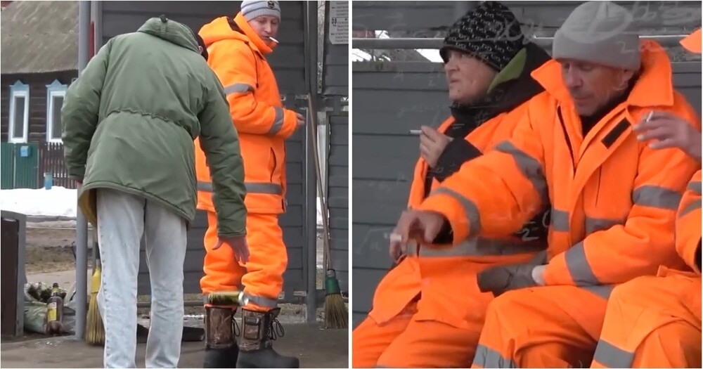 
        Молодой человек удивил дворников трюком с&nbsp;банкой    