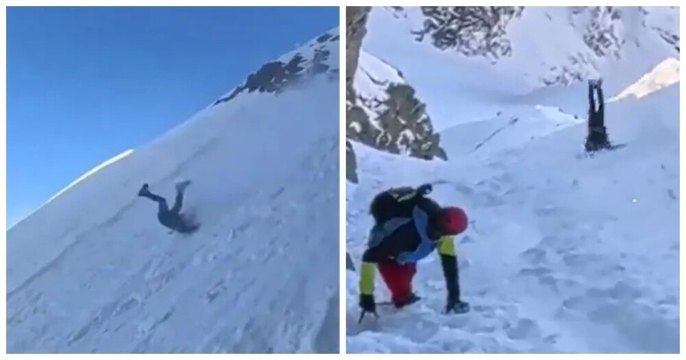 Альпинист кубарем скатился с горы
Альпинист кубарем скатился с горы