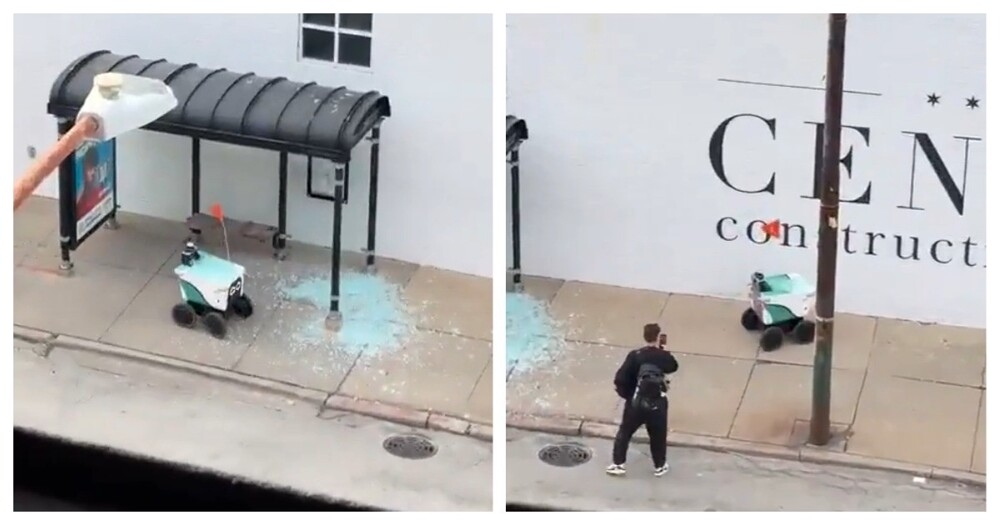 
        Робот-доставщик протаранил автобусную остановку    