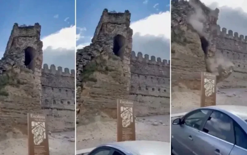 
        В&nbsp;Испании рухнула популярная башня средневекового замка на&nbsp;глазах у&nbsp;туристов    