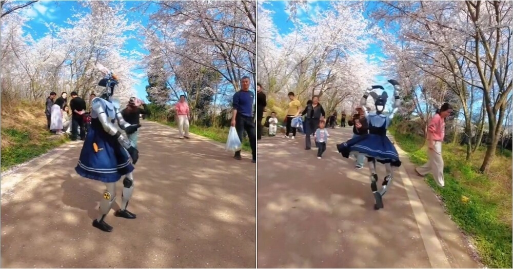 В Китае роботы тоже любуются цветением вишни: металлическая танцовщица отплясала среди деревьев
В Китае роботы тоже любуются цветением вишни: металлическая танцовщица отплясала среди деревьев