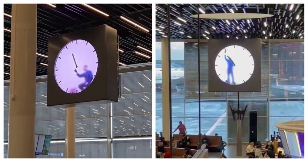 
        Необычные часы в&nbsp;аэропорту Амстердама    