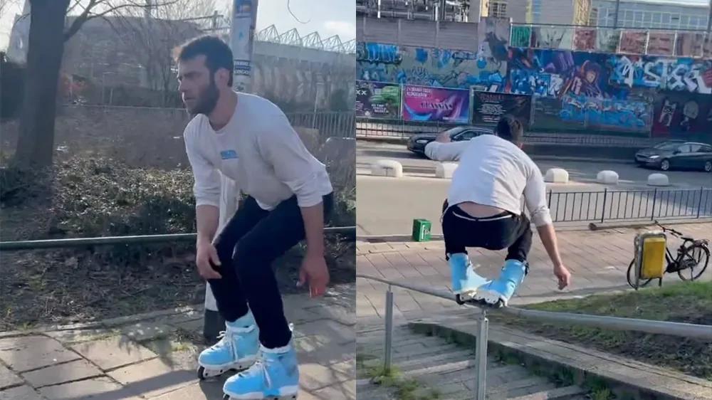 
        Попытка трюка на&nbsp;перилах закончилась болезненным падением    