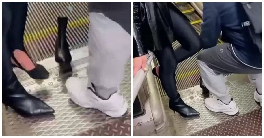 
        Каблук застрял в&nbsp;гребёнке эскалатора    