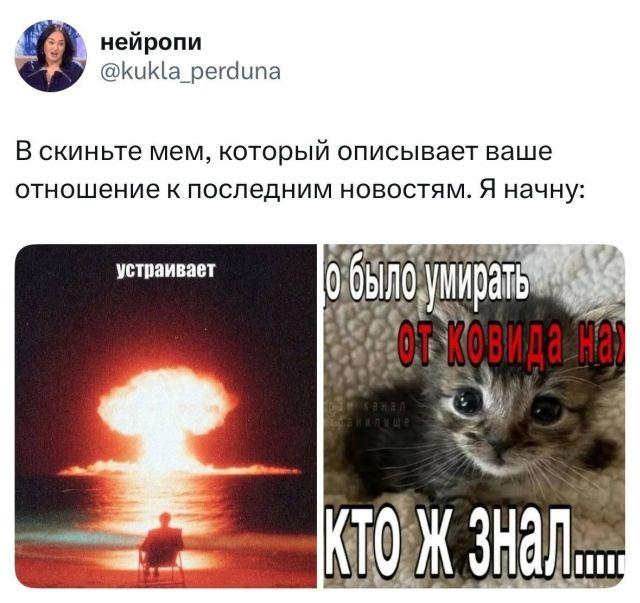 Твиттерские устроили марафон мемов, которые описывают наше состояние за последние несколько недель Твиттерские устроили марафон мемов, которые описывают наше состояние за последние несколько недель