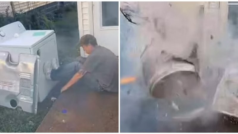 Опасный «трюк»: стиральная машина с фейерверками взорвалась
Опасный «трюк»: стиральная машина с фейерверками взорвалась