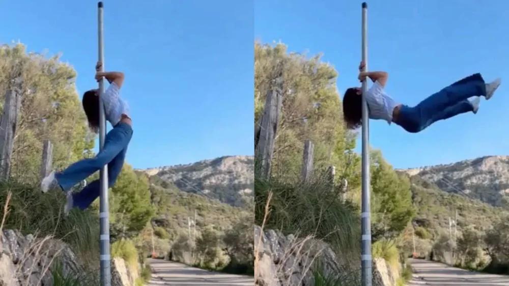 
        Девушка неудачно выполнила трюк на&nbsp;пилоне    