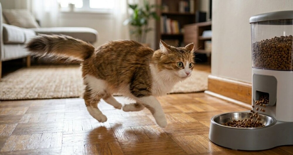 
        Кошки и&nbsp;автоматическая кормушка    