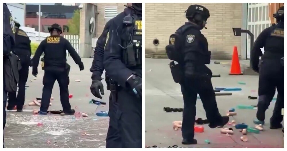 
        Американские силовики пинают фаллоимитаторы на&nbsp;работе    