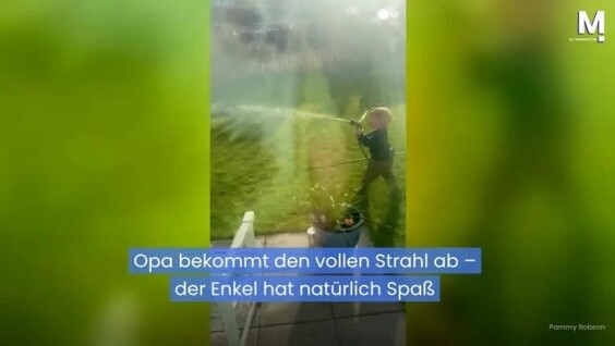 
        Мальчик устроил неожиданный &laquo;душ&raquo; дедушке    