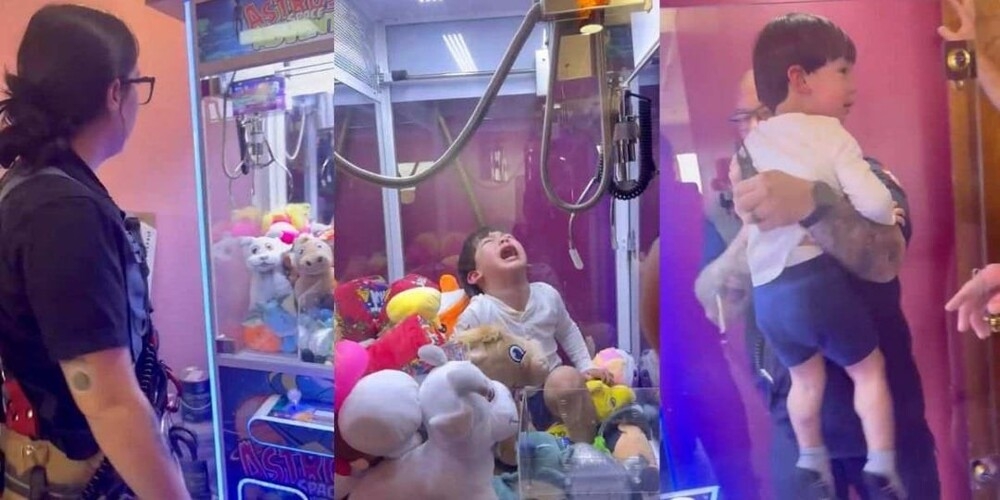 
        Малыш застрял внутри игрового автомата    