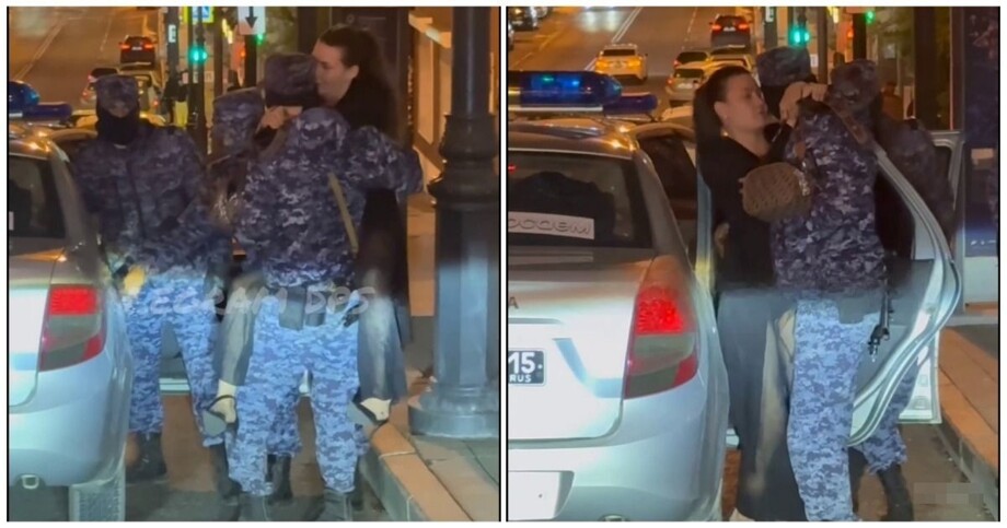 
        Девушка повисла на&nbsp;сотруднике Росгвардии    