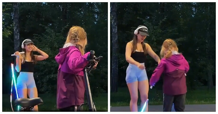 
        Тренировка девушки привлекла внимание всего двора    